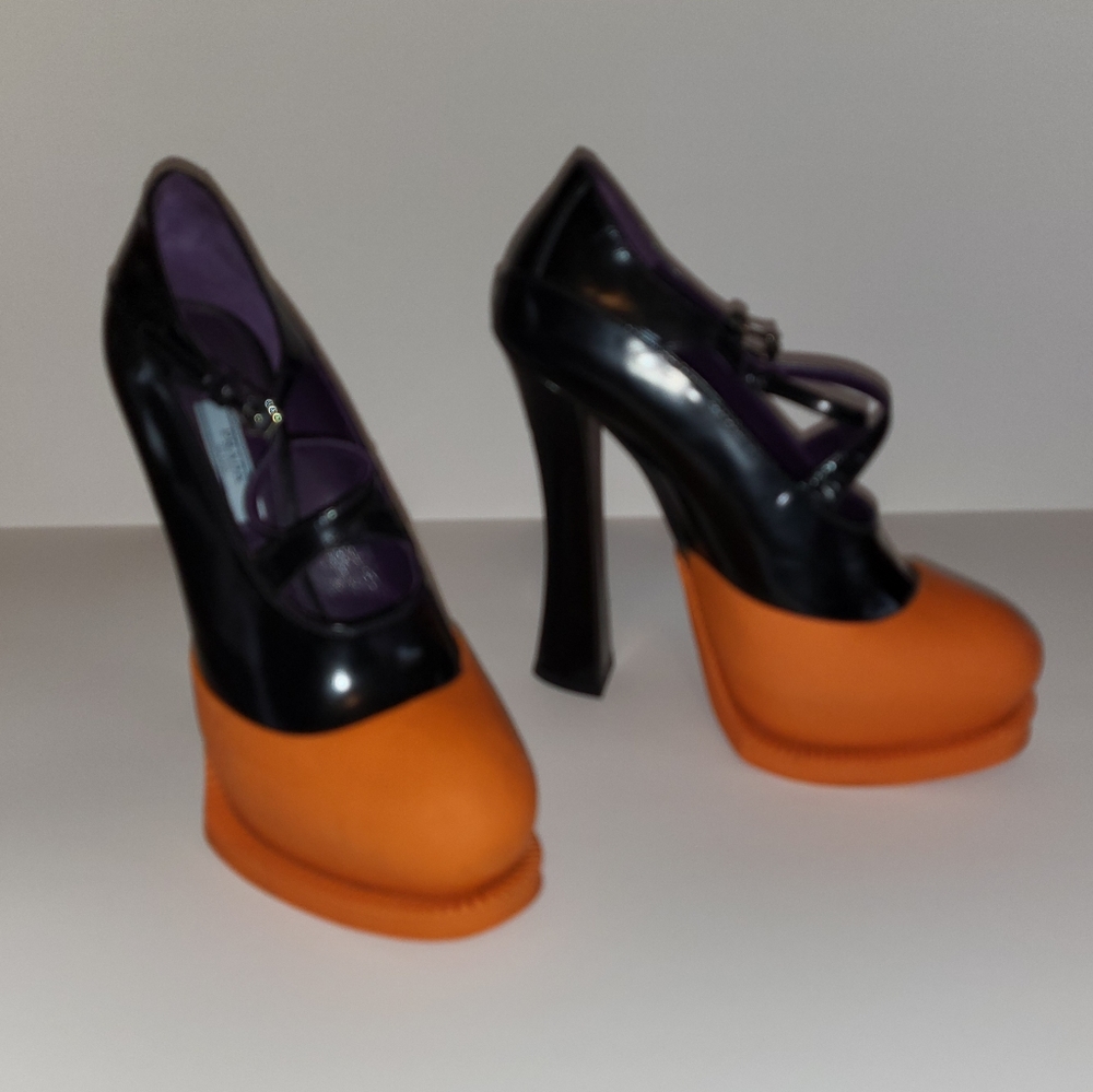 SOLD PRADA RUNWAY 2012 Orange leather & Rubber Mary Jane Heels FINAL PRICE 🧡 - Picture 4 of 16
